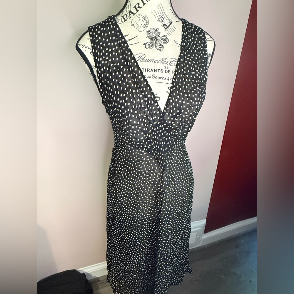 Vintage April Cornell Black and White Polkadot Wrap Midi Dress